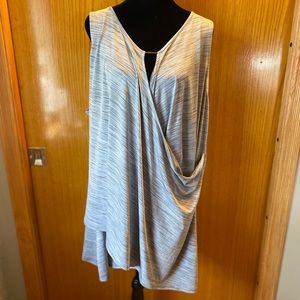 LANE BRYANT Grey Marble Surplice Sleeveless Top